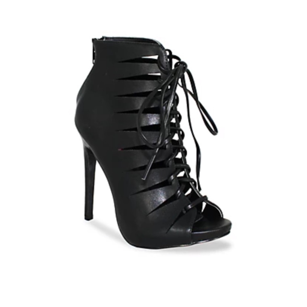 Black lace up high heels.  Size 6.5.  NWOT